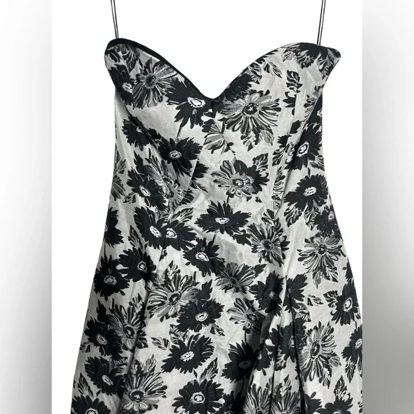 ZAC Zac Posen Black and White Floral High Low Dress - Picture 6 of 7
